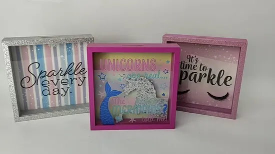 Caja de sombras con marco dorado, alcancía para adultos, marco decorativo de madera, alcancía, alcancía
