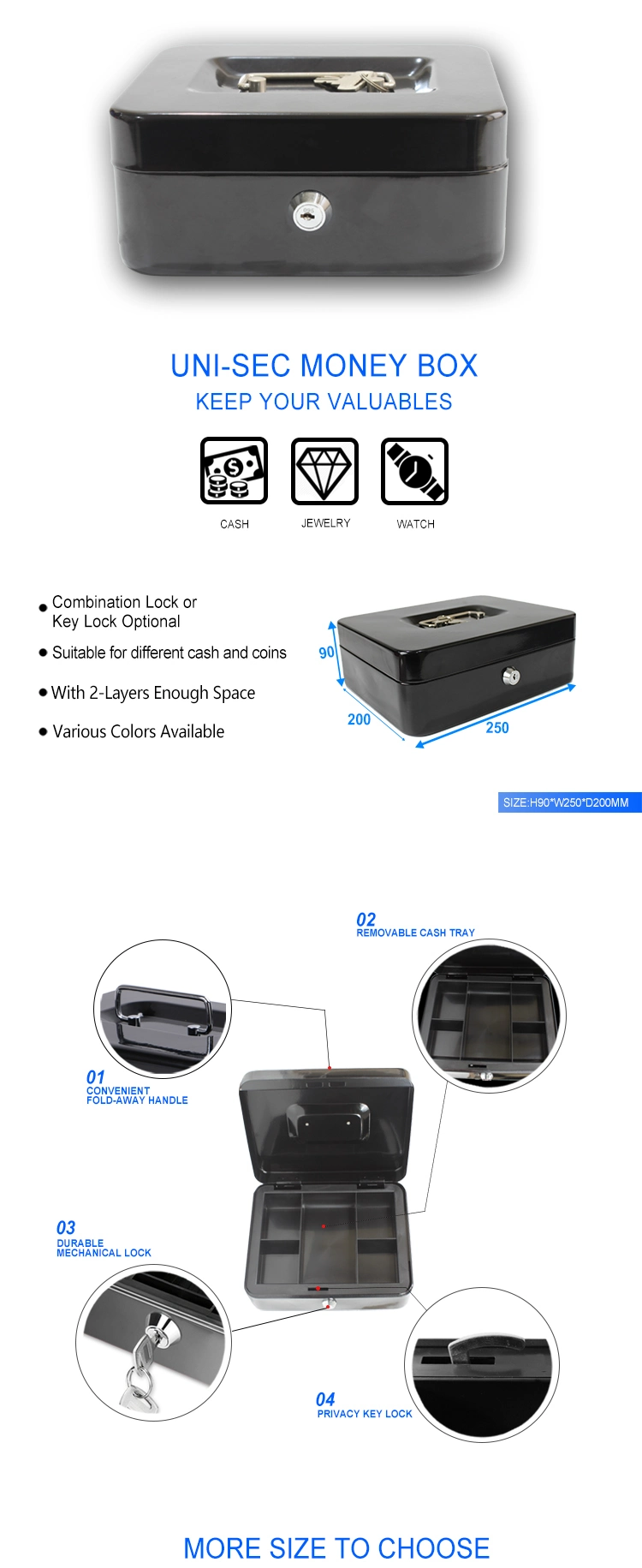 Uni-Sec 100% Full Test Money Shadow Bus Cash Safety Box Supplier in China (CB-25)