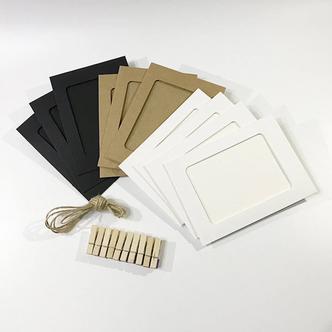 4X6 Kraft Paper 30 PCS DIY Cardboard with Wood Clips and Jute Twine Paper Photo Frame