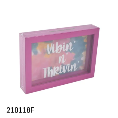 Caja de dinero de cristal de madera impresa personalizada DIY, caja de ahorro de hucha, caja de sombra 3D para dinero